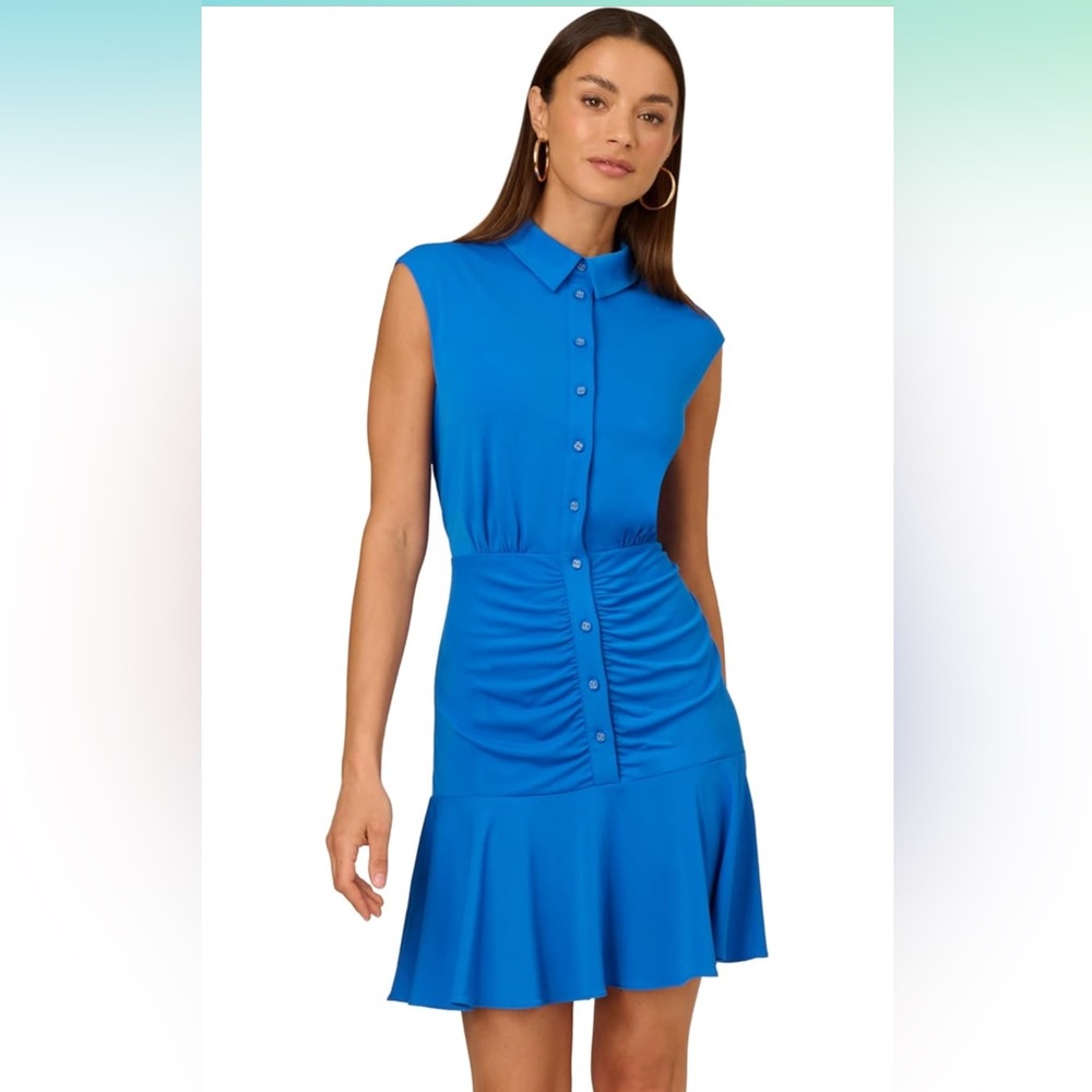 NWT • Adrianna Papell • Women's Knit Short Dress • 💙 Size 14 • Indigo • AC401 - Picture 3 of 11